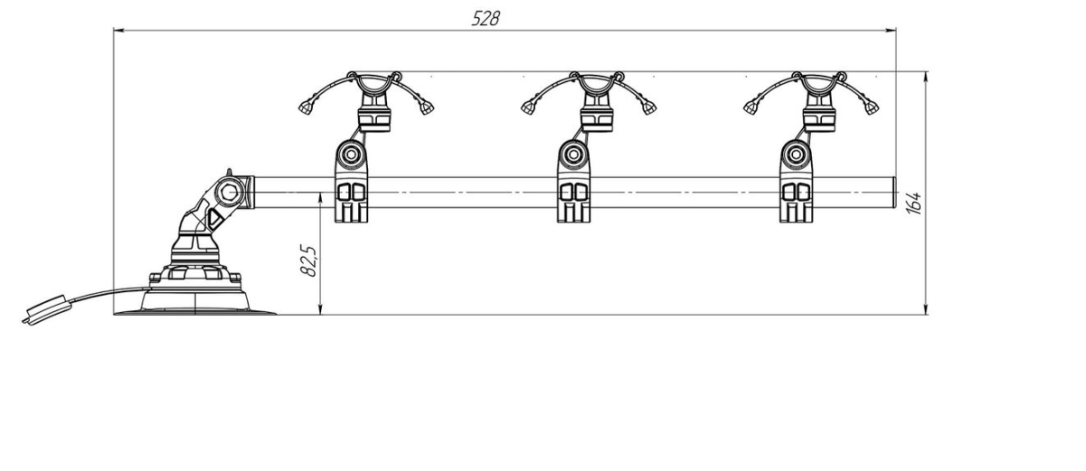 Fasten-Stange mit 3 x Halterungen (Länge: 750 mm) 2 Befestigungspunkte:  innen